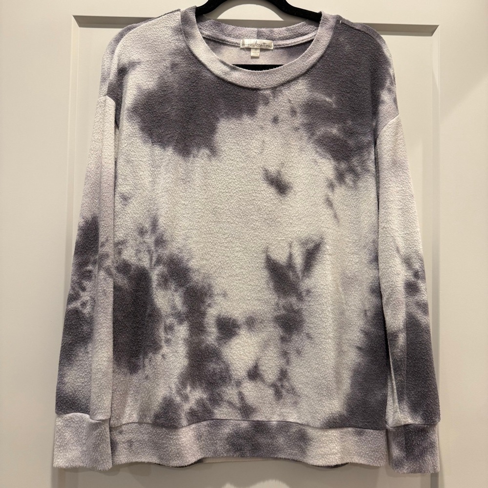 Cozy Grunge Nine Britton Gray White Tie Dye Oversized Sweatshirt XS